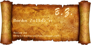 Benke Zoltán névjegykártya